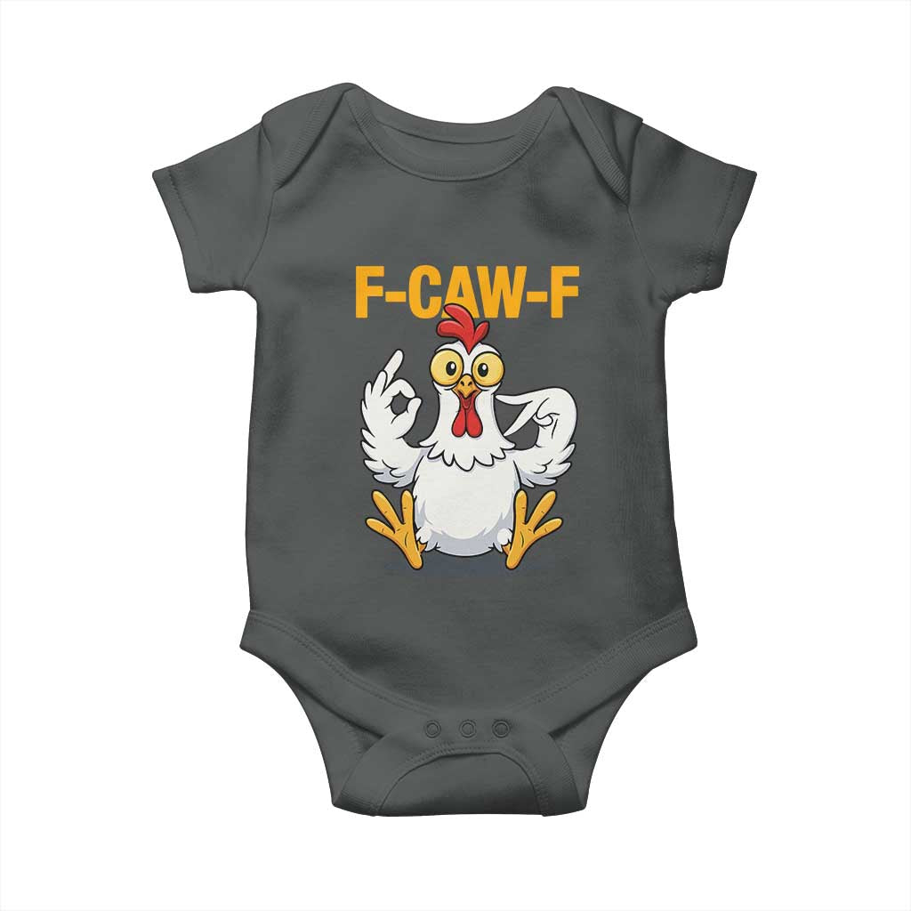 Funny F Caw F 67 Meme Baby Onesie Cartoon Chicken Poultry Humor TS11 Dark Heather Print Your Wear