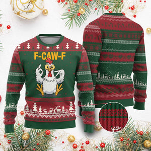 Funny F Caw F 67 Meme Ugly Christmas Sweater Cartoon Chicken Poultry Humor TS11 Red Green Print Your Wear