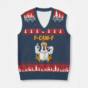 Funny F Caw F 67 Meme V-Neck Knit Sweater Vest Cartoon Chicken Poultry Humor TS11 Navy Red Print Your Wear