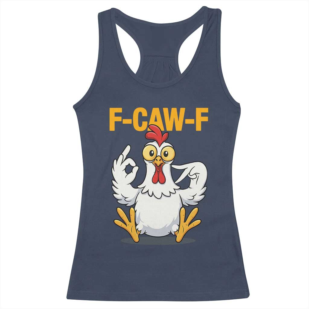 Funny F Caw F 67 Meme Racerback Tank Top Cartoon Chicken Poultry Humor TS11 Navy Print Your Wear