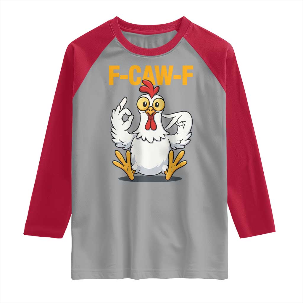 Funny F Caw F 67 Meme Raglan Shirt Cartoon Chicken Poultry Humor TS11 Sport Gray Red Print Your Wear