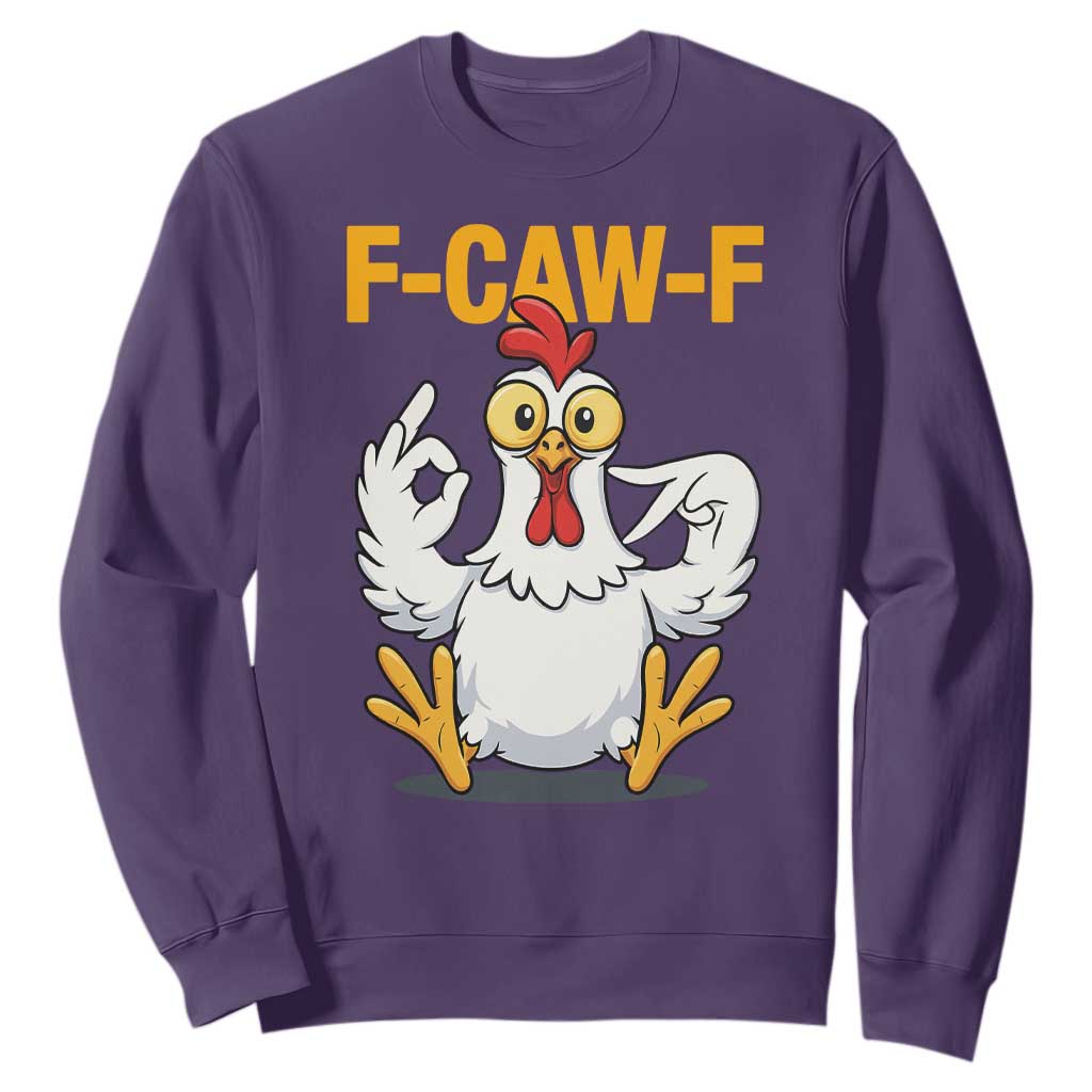 Funny F Caw F 67 Meme Sweatshirt Cartoon Chicken Poultry Humor TS11 Purple Print Your Wear