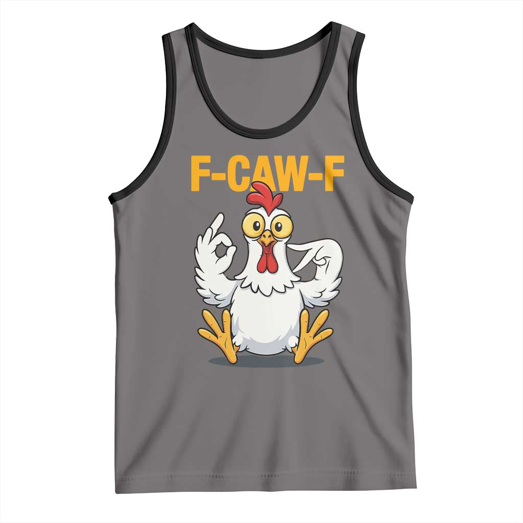 Funny F Caw F 67 Meme Tank Top Cartoon Chicken Poultry Humor TS11 Deep Heather Black Print Your Wear