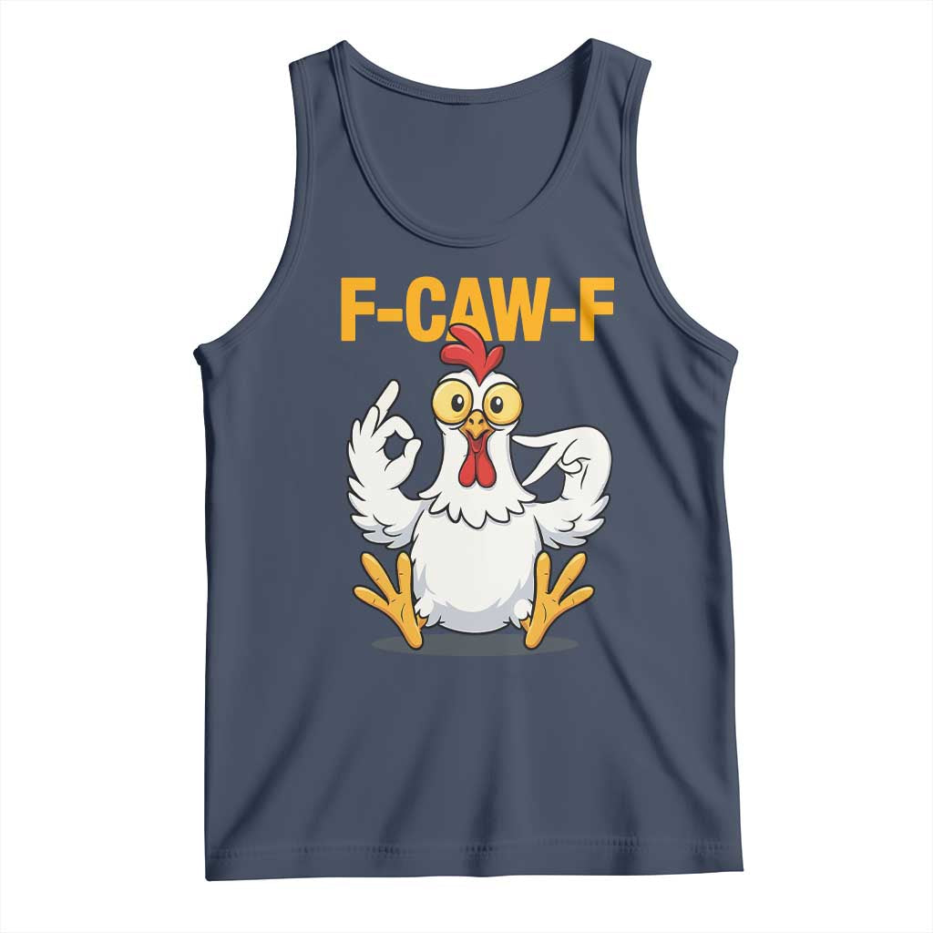 Funny F Caw F 67 Meme Tank Top Cartoon Chicken Poultry Humor TS11 Navy Print Your Wear