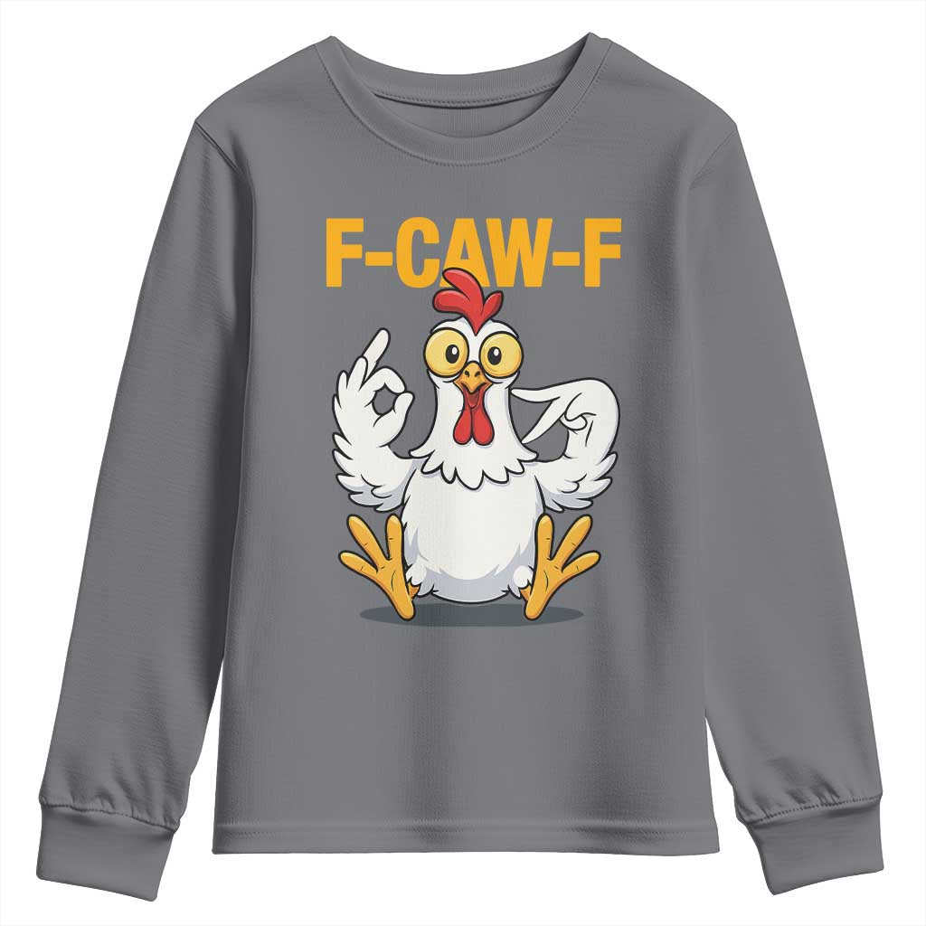 Funny F Caw F 67 Meme Youth Sweatshirt Cartoon Chicken Poultry Humor TS11 Charcoal Print Your Wear