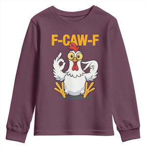 Funny F Caw F 67 Meme Youth Sweatshirt Cartoon Chicken Poultry Humor TS11 Maroon Print Your Wear