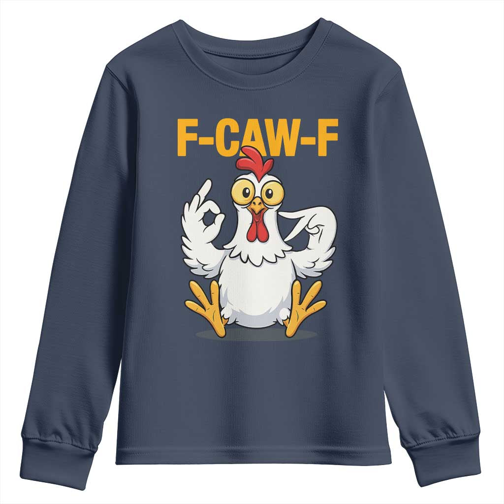 Funny F Caw F 67 Meme Youth Sweatshirt Cartoon Chicken Poultry Humor TS11 Navy Print Your Wear