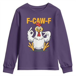 Funny F Caw F 67 Meme Youth Sweatshirt Cartoon Chicken Poultry Humor TS11 Purple Print Your Wear