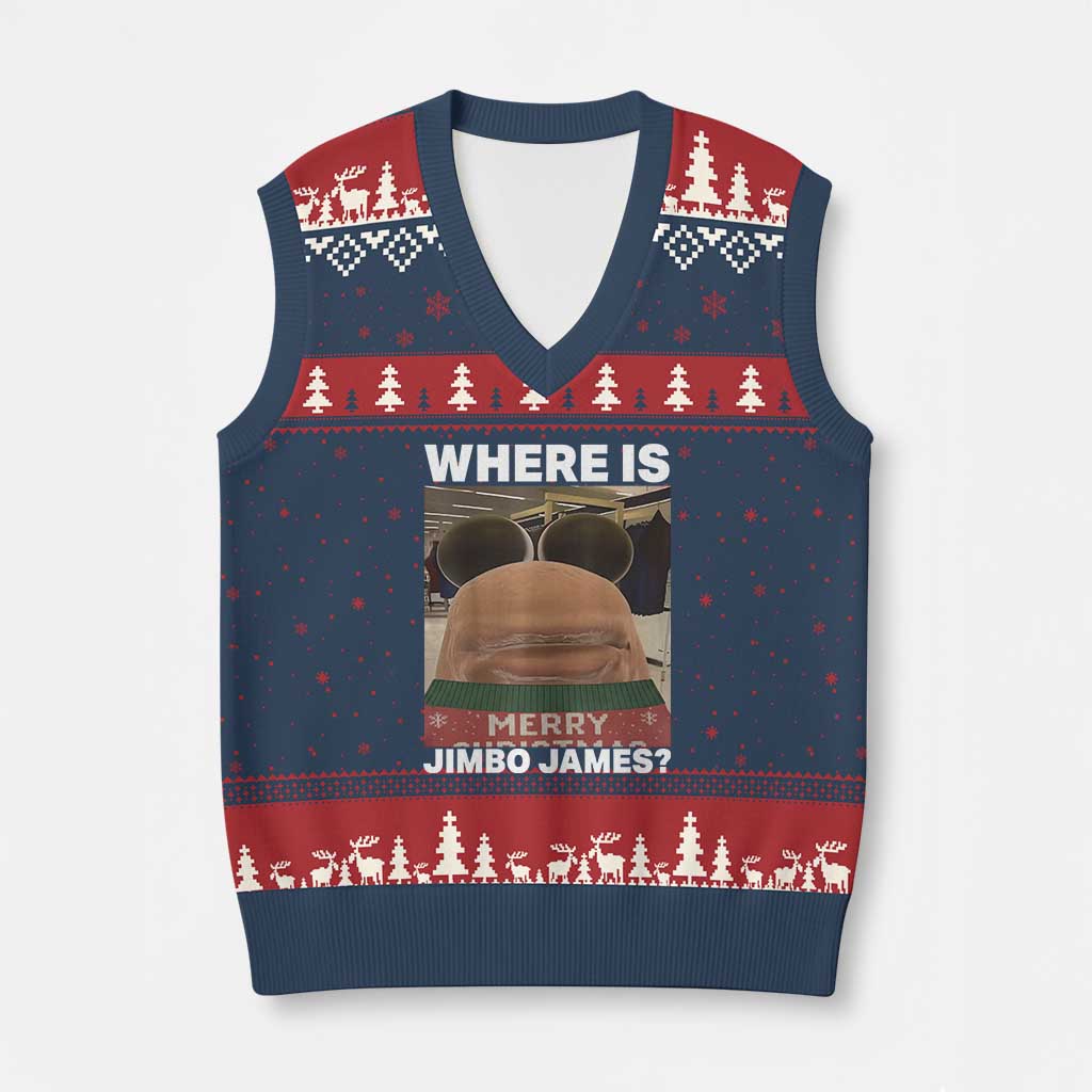 Funny Marcus The Worm Xmas V-Neck Knit Sweater Vest Where Is Jimbo James Xmas Ugly Sweater TS11 Navy Red Print Your Wear