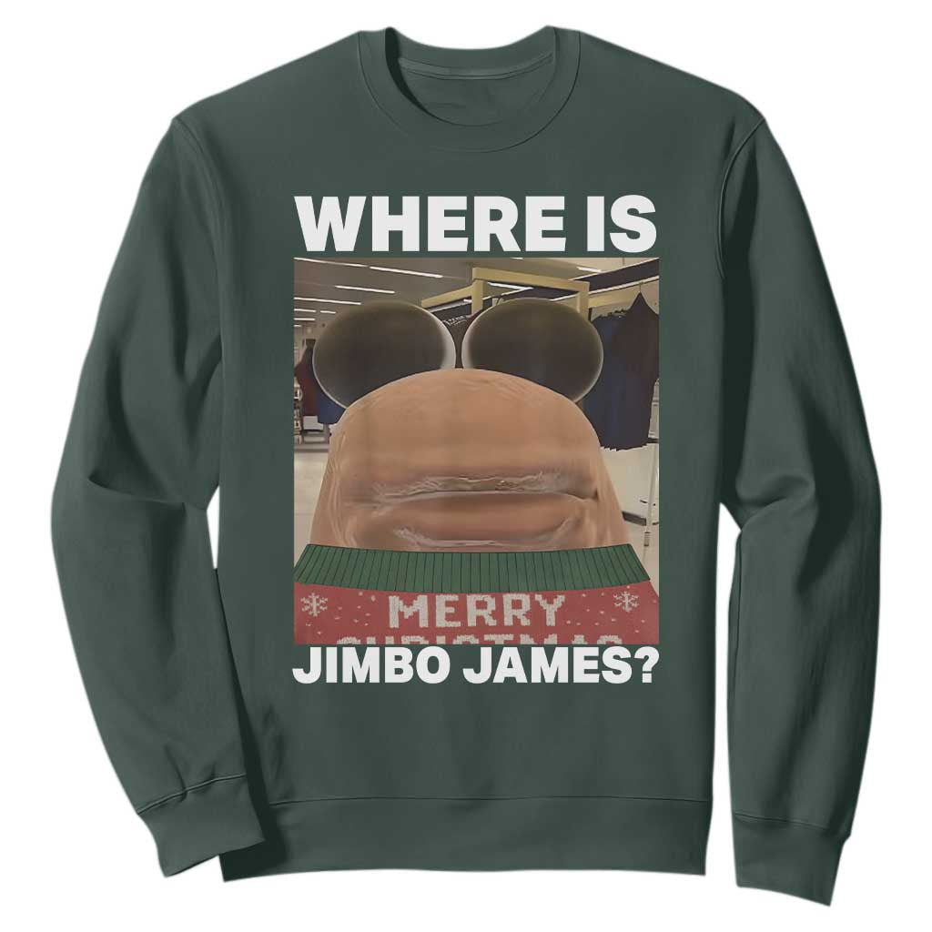 Funny Marcus The Worm Christmas Sweatshirt Where Is Jimbo James Xmas Ugly Sweater TS11 Dark Forest Green Print Your Wear