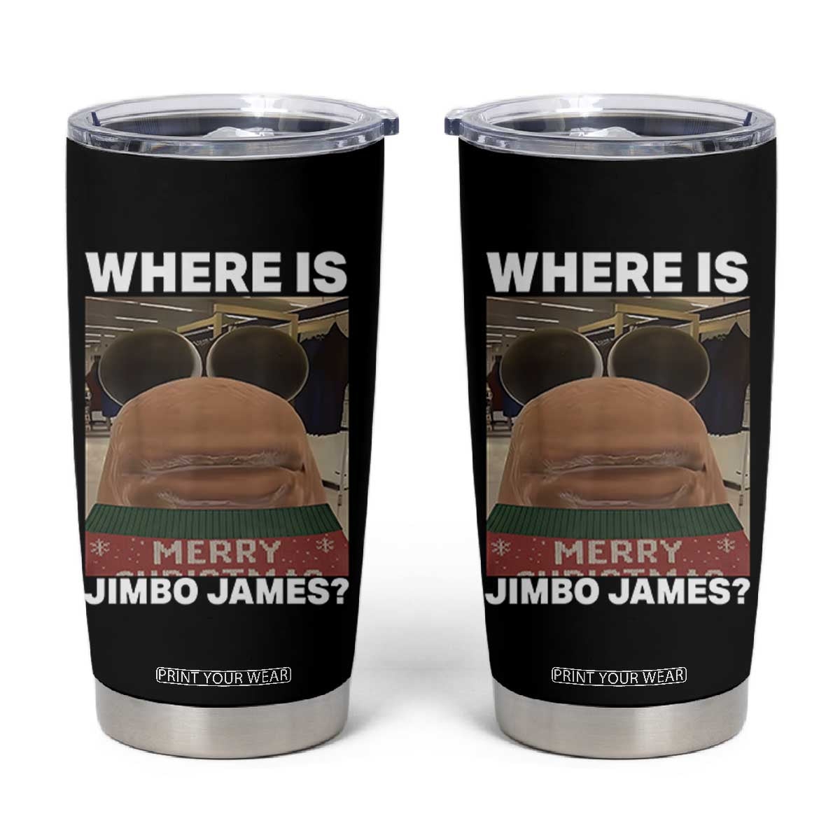 Funny Marcus The Worm Christmas Tumbler Cup Where Is Jimbo James Xmas Ugly Sweater TS11 Black Print Your Wear