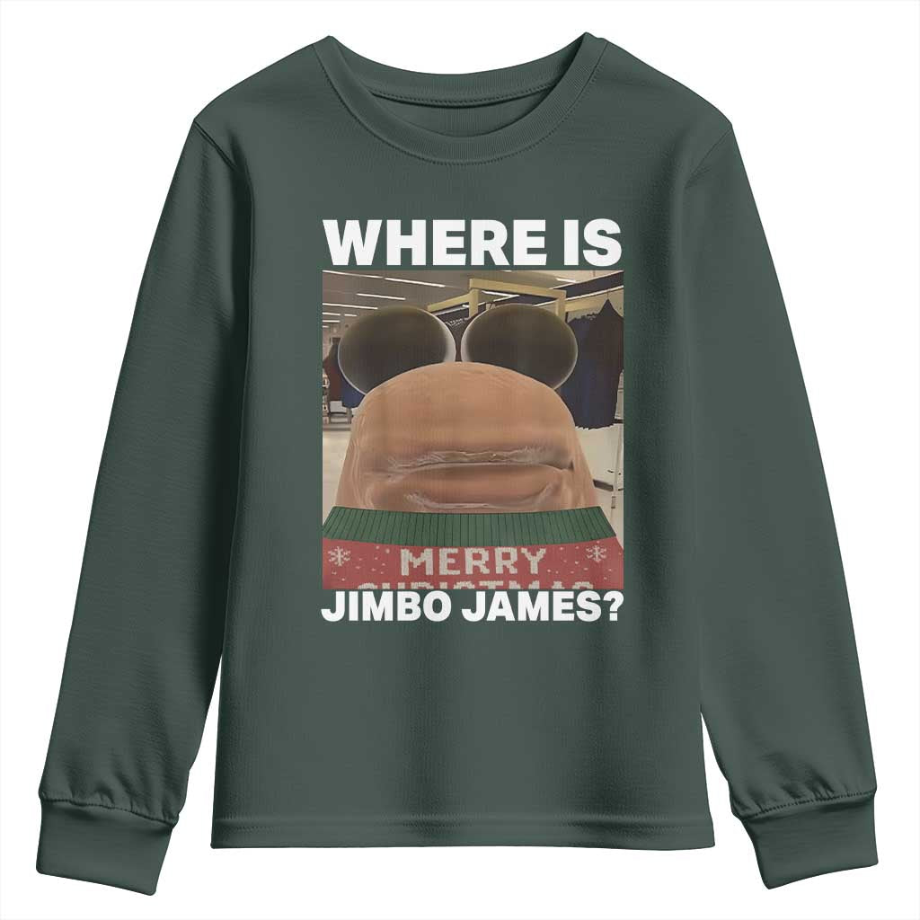 Funny Marcus The Worm Christmas Youth Sweatshirt Where Is Jimbo James Xmas Ugly Sweater TS11 Dark Forest Green Print Your Wear