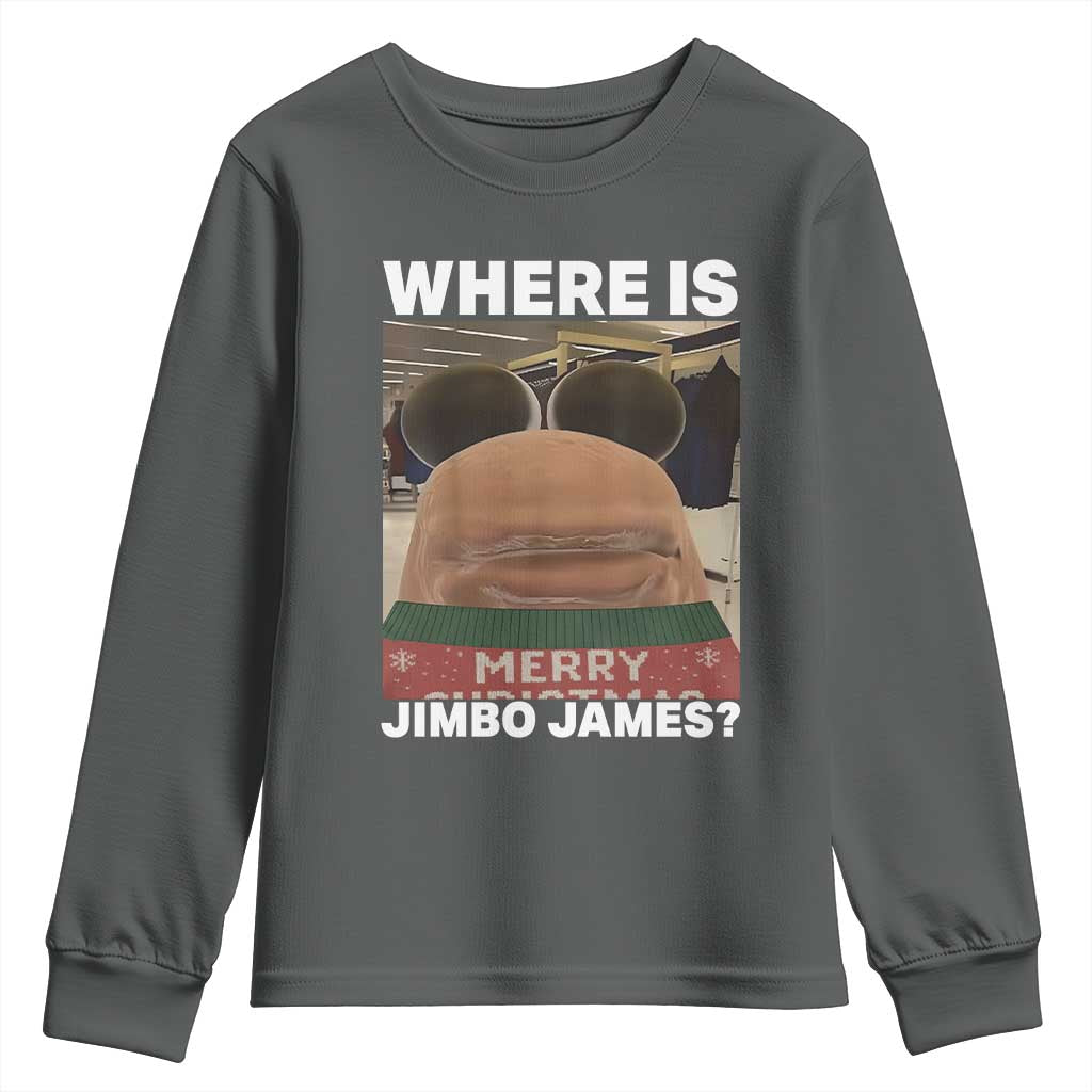 Funny Marcus The Worm Christmas Youth Sweatshirt Where Is Jimbo James Xmas Ugly Sweater TS11 Dark Heather Print Your Wear