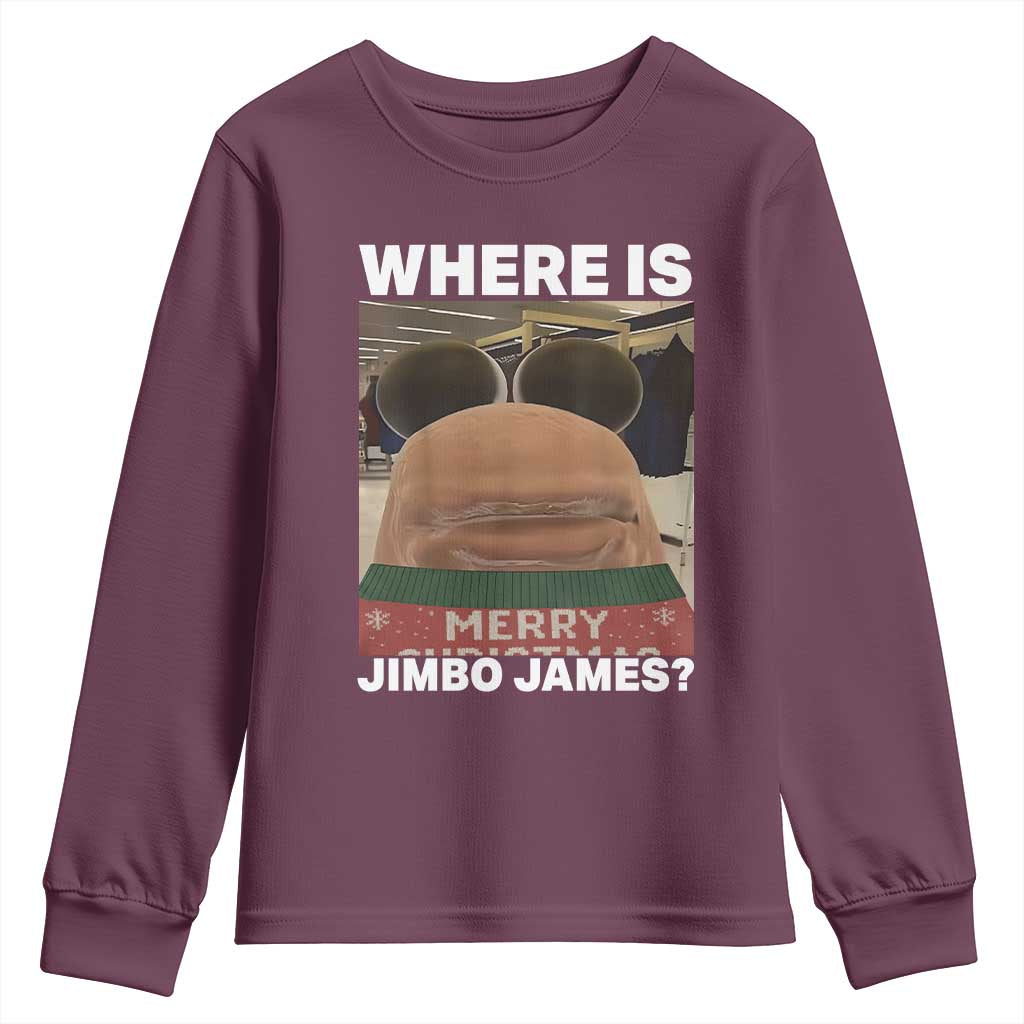 Funny Marcus The Worm Christmas Youth Sweatshirt Where Is Jimbo James Xmas Ugly Sweater TS11 Maroon Print Your Wear