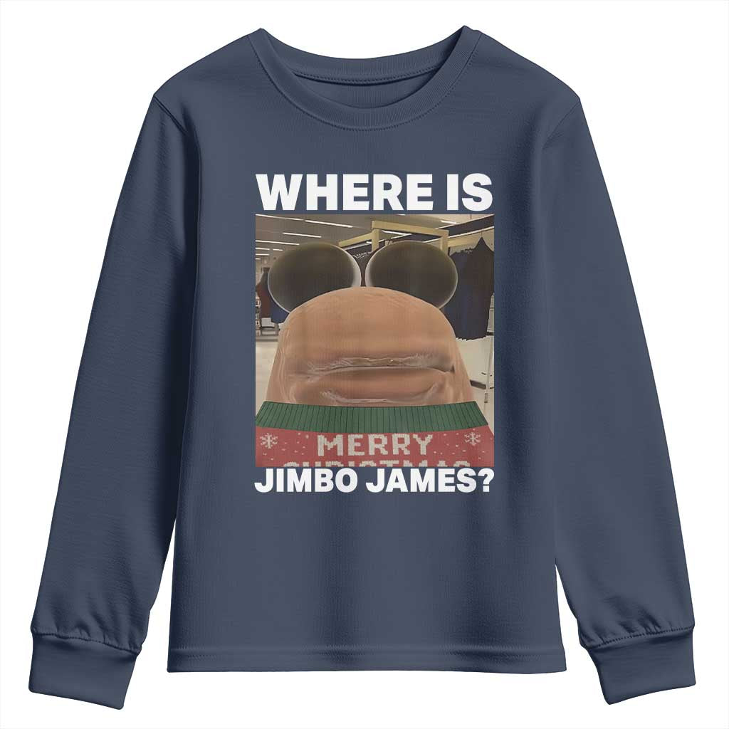 Funny Marcus The Worm Christmas Youth Sweatshirt Where Is Jimbo James Xmas Ugly Sweater TS11 Navy Print Your Wear