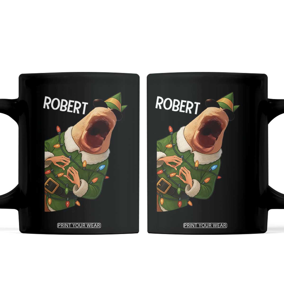 Funny Christmas Marcus The Worm Robert Xmas Elf Coffee Mug TS11 Black Print Your Wear