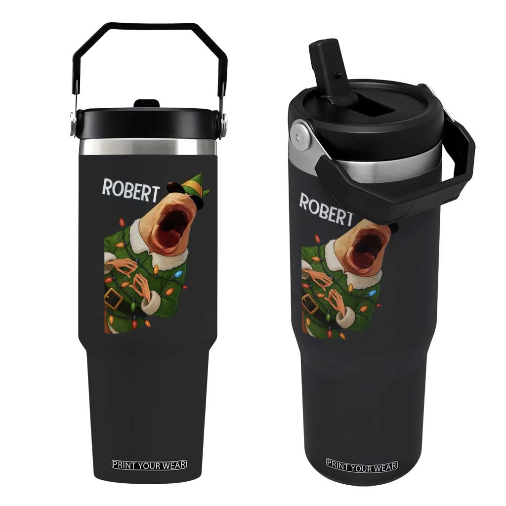 Funny Christmas Marcus The Worm Robert Xmas Elf Flip Straw Tumbler TS11 One Size: 30 oz Black Print Your Wear