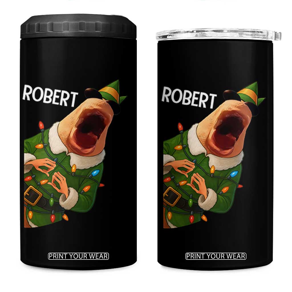 Funny Christmas Marcus The Worm Robert Xmas Elf 4 in 1 Can Cooler Tumbler TS11 One Size: 16 oz Black Print Your Wear
