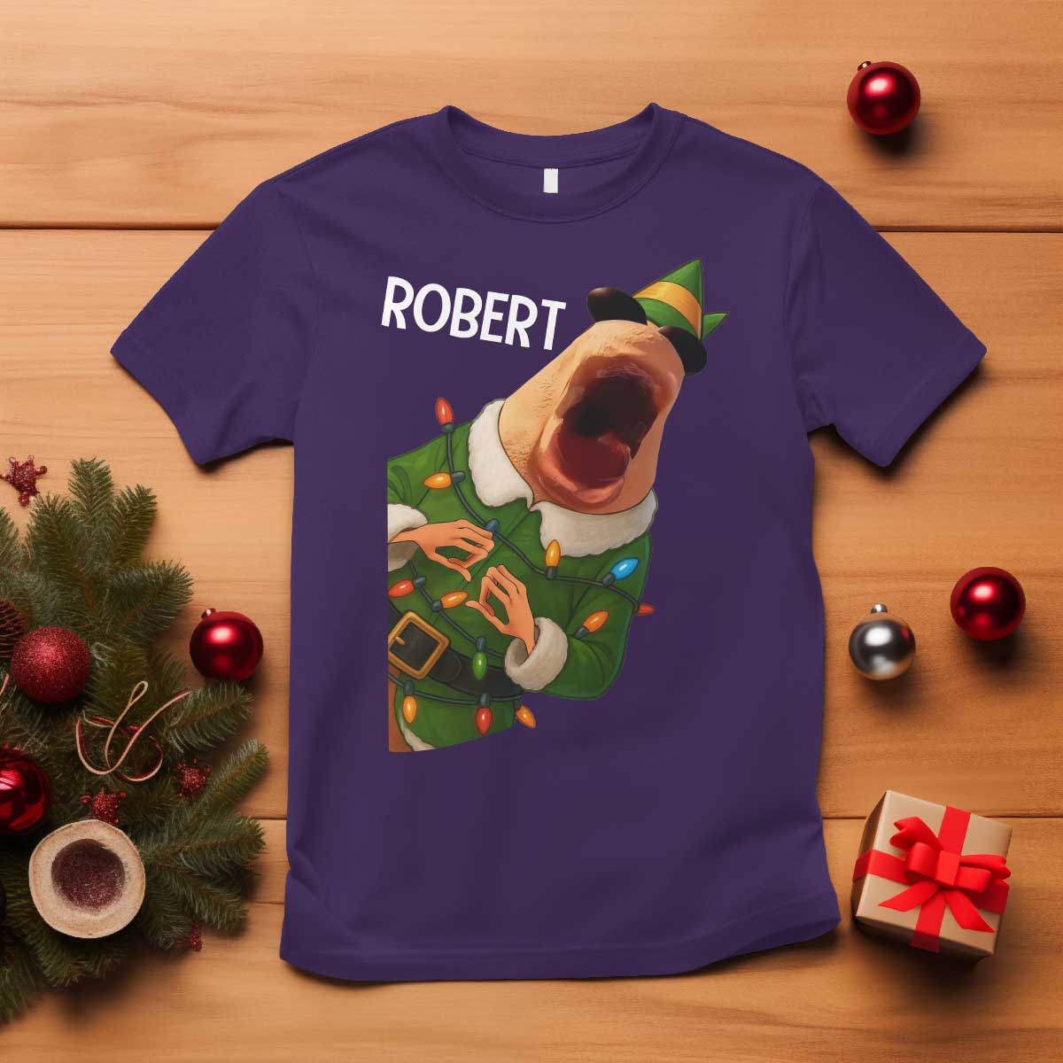 Funny Christmas Marcus The Worm Robert Xmas Elf T Shirt TS11 Purple Print Your Wear