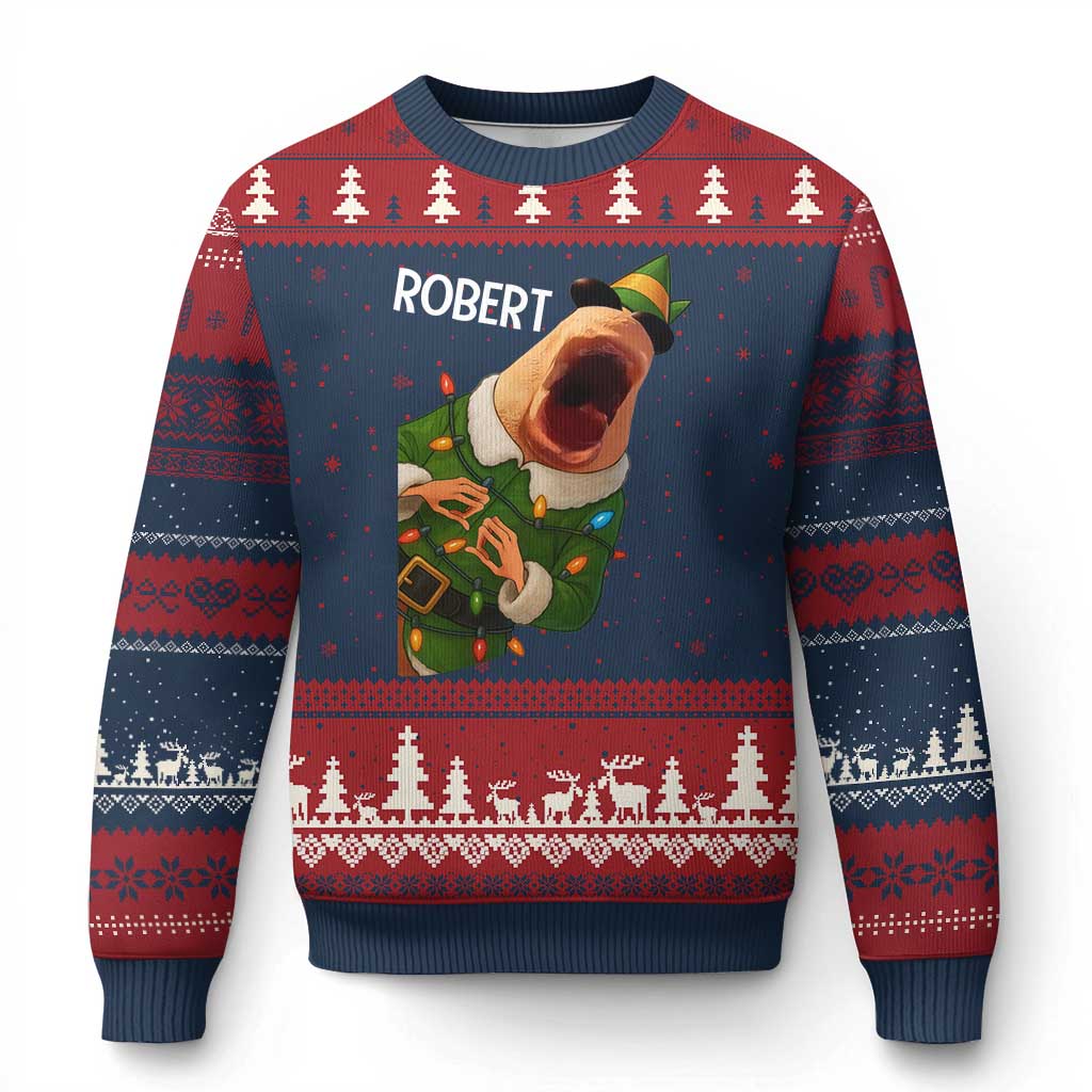 Funny Xmas Marcus The Worm Robert Xmas Elf Ugly Christmas Sweater TS11 Navy Red Print Your Wear