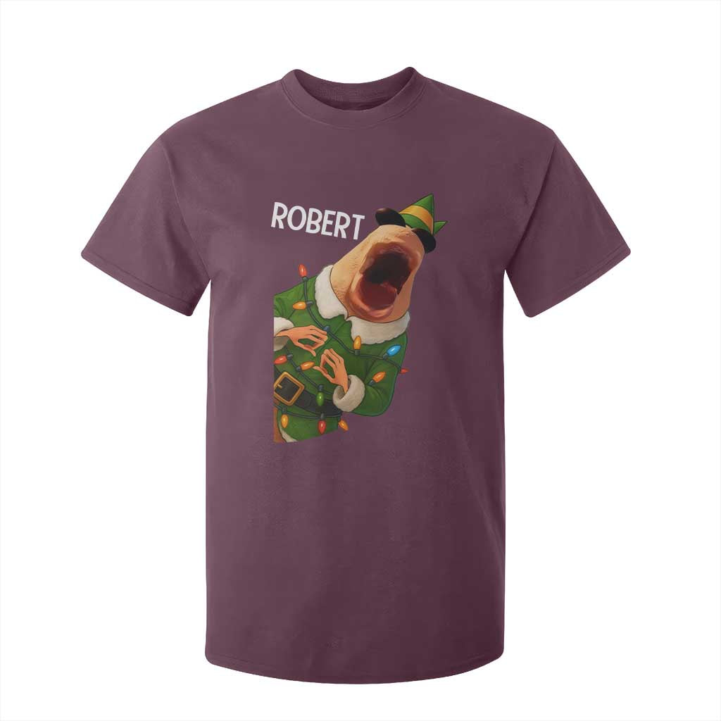 Funny Christmas Marcus The Worm Robert Xmas Elf T Shirt For Kid TS11 Maroon Print Your Wear
