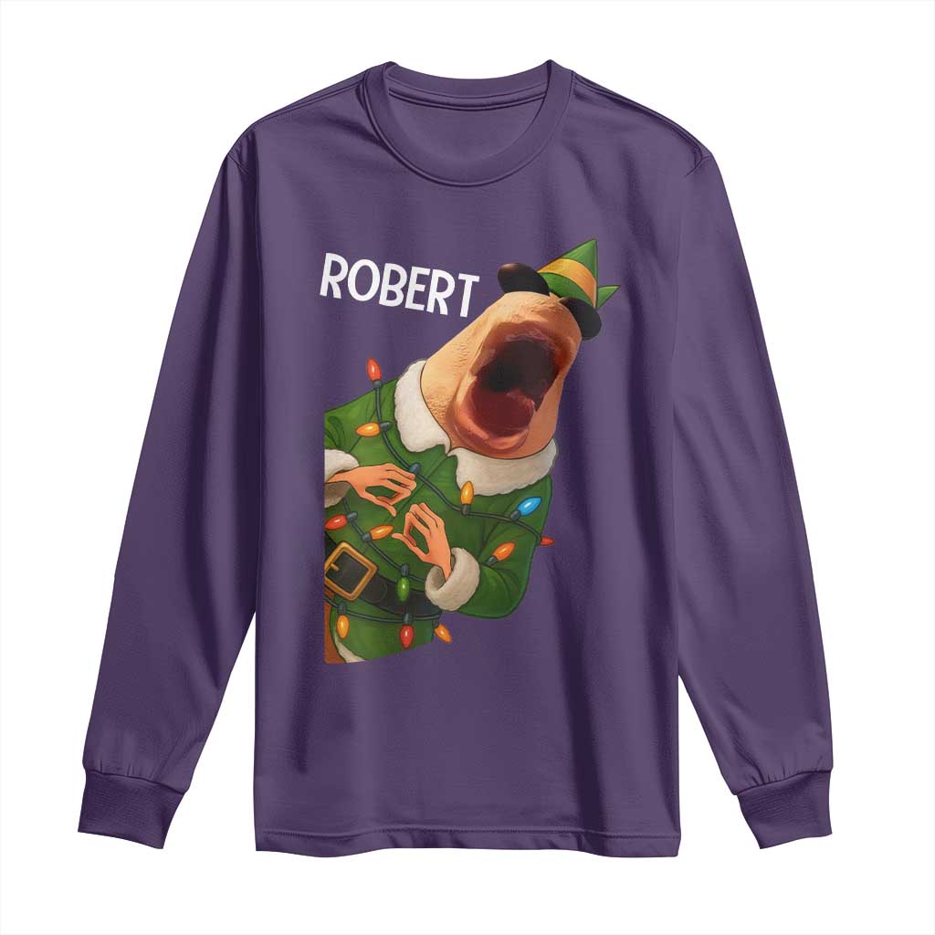 Funny Christmas Marcus The Worm Robert Xmas Elf Long Sleeve Shirt TS11 Purple Print Your Wear
