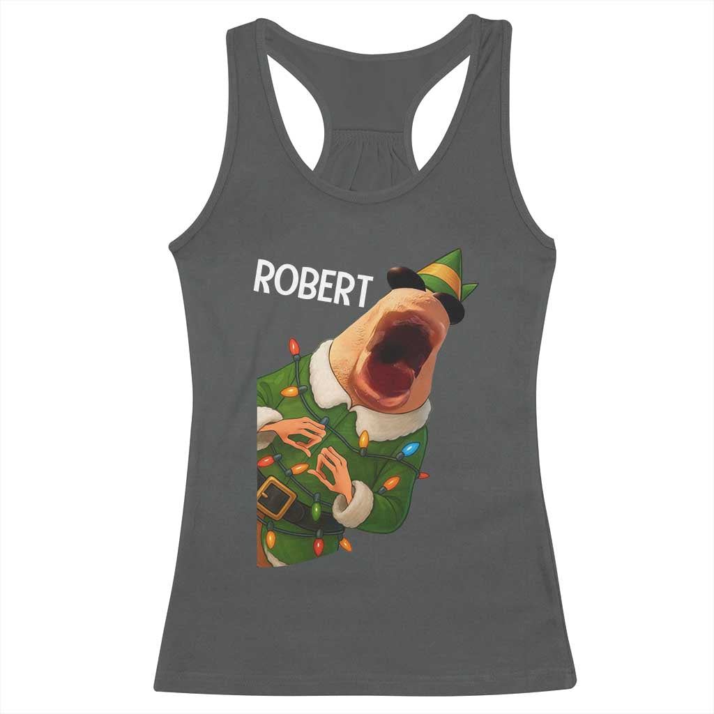 Funny Christmas Marcus The Worm Robert Xmas Elf Racerback Tank Top TS11 Dark Heather Print Your Wear