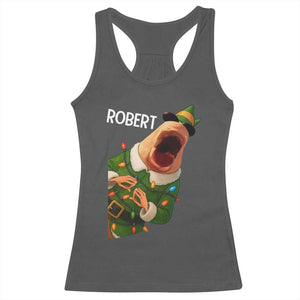 Funny Christmas Marcus The Worm Robert Xmas Elf Racerback Tank Top TS11 Dark Heather Print Your Wear