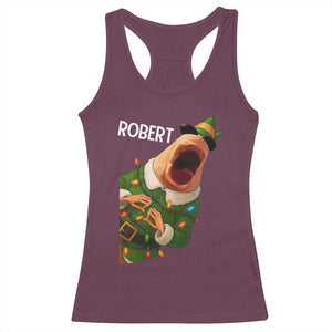 Funny Christmas Marcus The Worm Robert Xmas Elf Racerback Tank Top TS11 Maroon Print Your Wear
