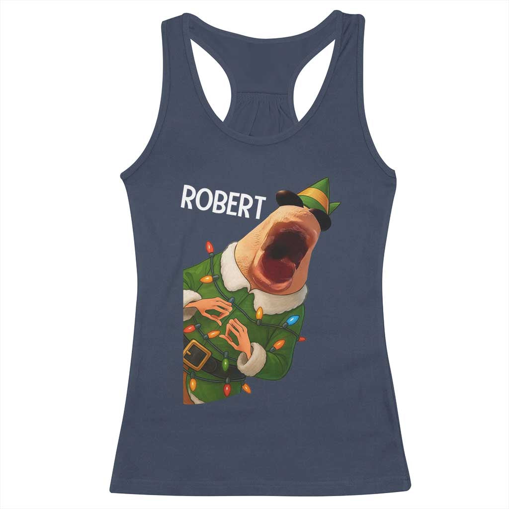 Funny Christmas Marcus The Worm Robert Xmas Elf Racerback Tank Top TS11 Navy Print Your Wear