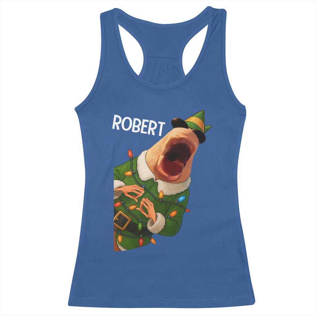 Funny Christmas Marcus The Worm Robert Xmas Elf Racerback Tank Top TS11 Royal Blue Print Your Wear