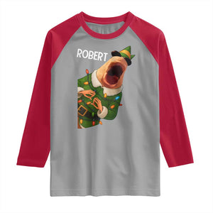 Funny Christmas Marcus The Worm Robert Xmas Elf Raglan Shirt TS11 Sport Gray Red Print Your Wear