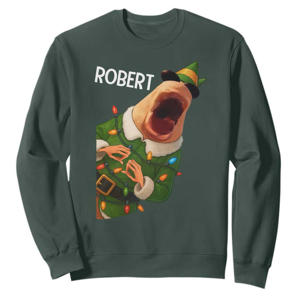 Funny Christmas Marcus The Worm Robert Xmas Elf Sweatshirt TS11 Dark Forest Green Print Your Wear