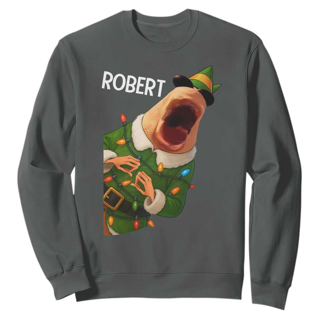 Funny Christmas Marcus The Worm Robert Xmas Elf Sweatshirt TS11 Dark Heather Print Your Wear