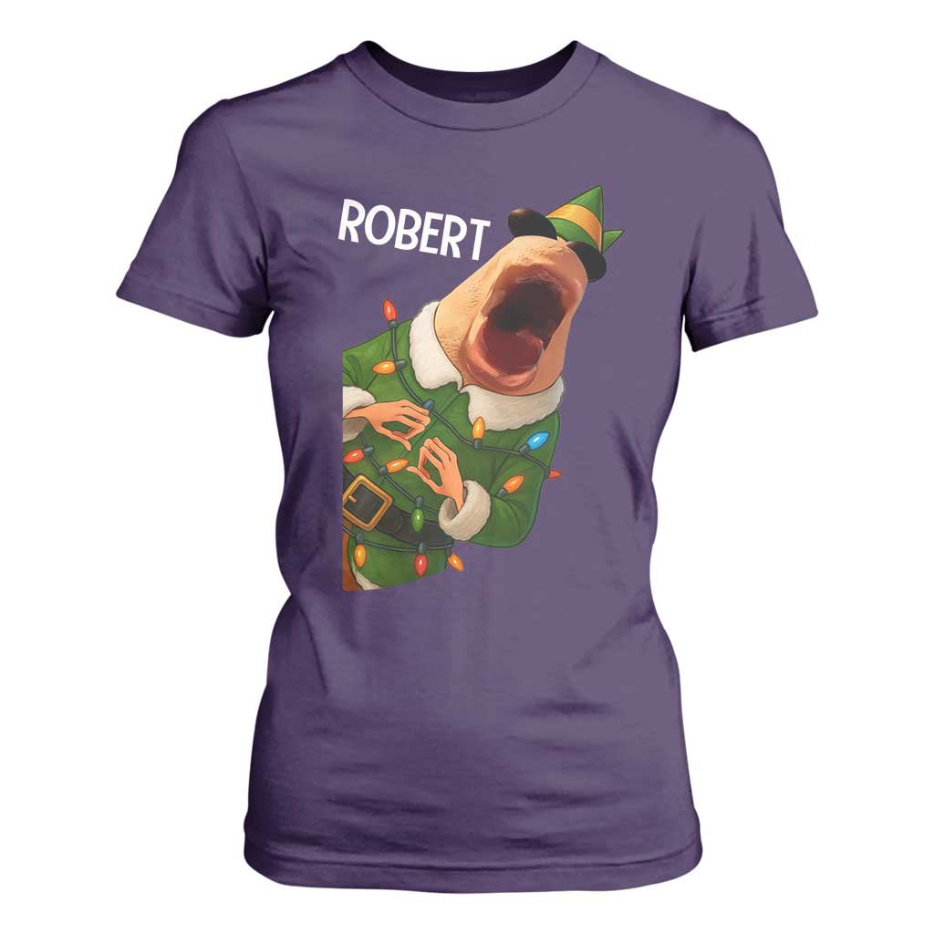Funny Christmas Marcus The Worm Robert Xmas Elf T Shirt For Women TS11 Purple Print Your Wear