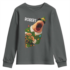 Funny Christmas Marcus The Worm Robert Xmas Elf Youth Sweatshirt TS11 Dark Heather Print Your Wear