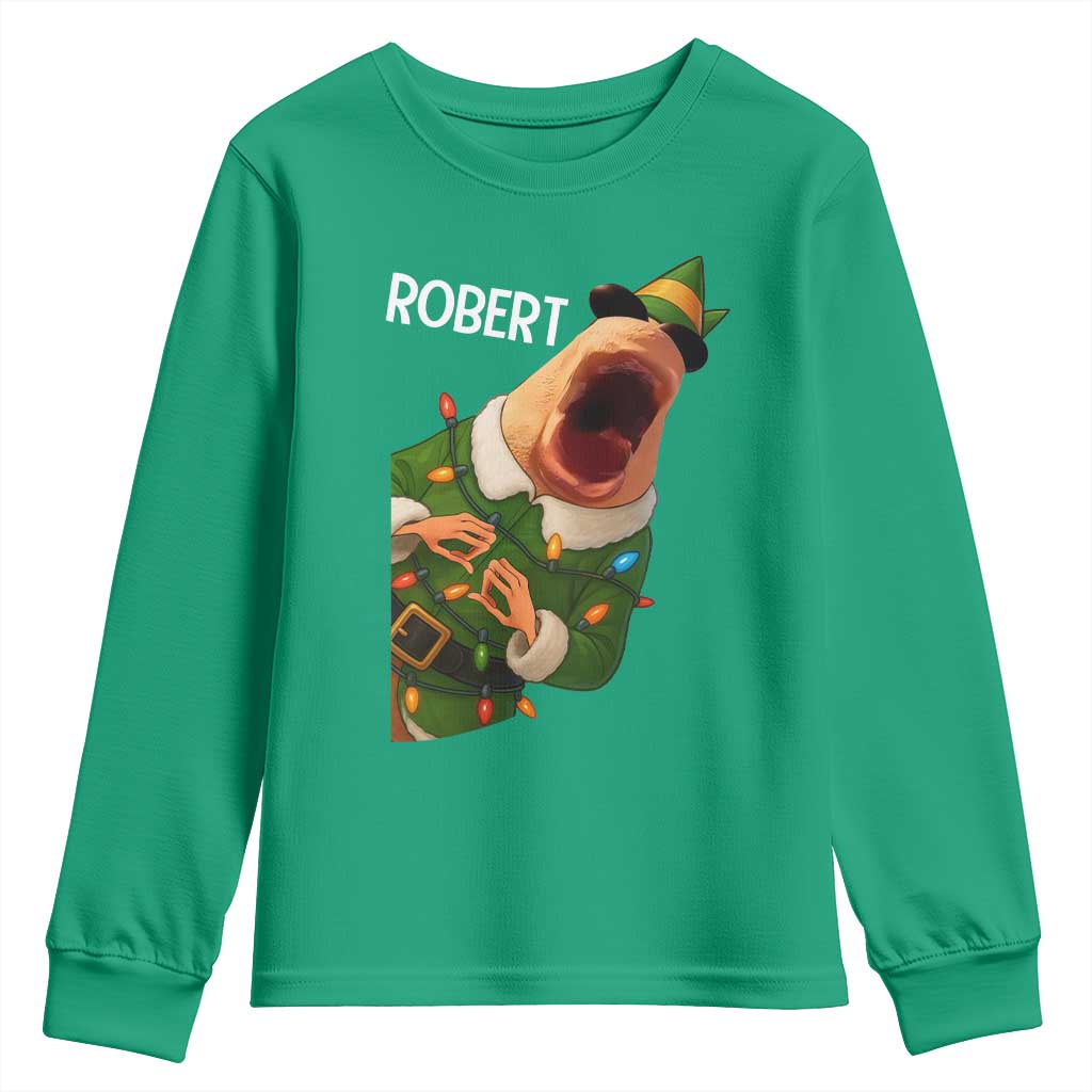 Funny Christmas Marcus The Worm Robert Xmas Elf Youth Sweatshirt TS11 Irish Green Print Your Wear