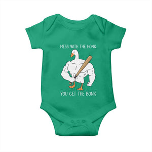 Funny Mess With The Honk You Get The Bonk Baby Onesie Muscle Silly Goose TS11 Irish Green Print Your Wear
