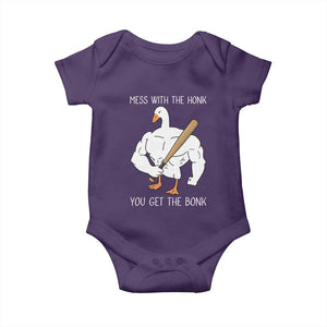 Funny Mess With The Honk You Get The Bonk Baby Onesie Muscle Silly Goose TS11 Purple Print Your Wear
