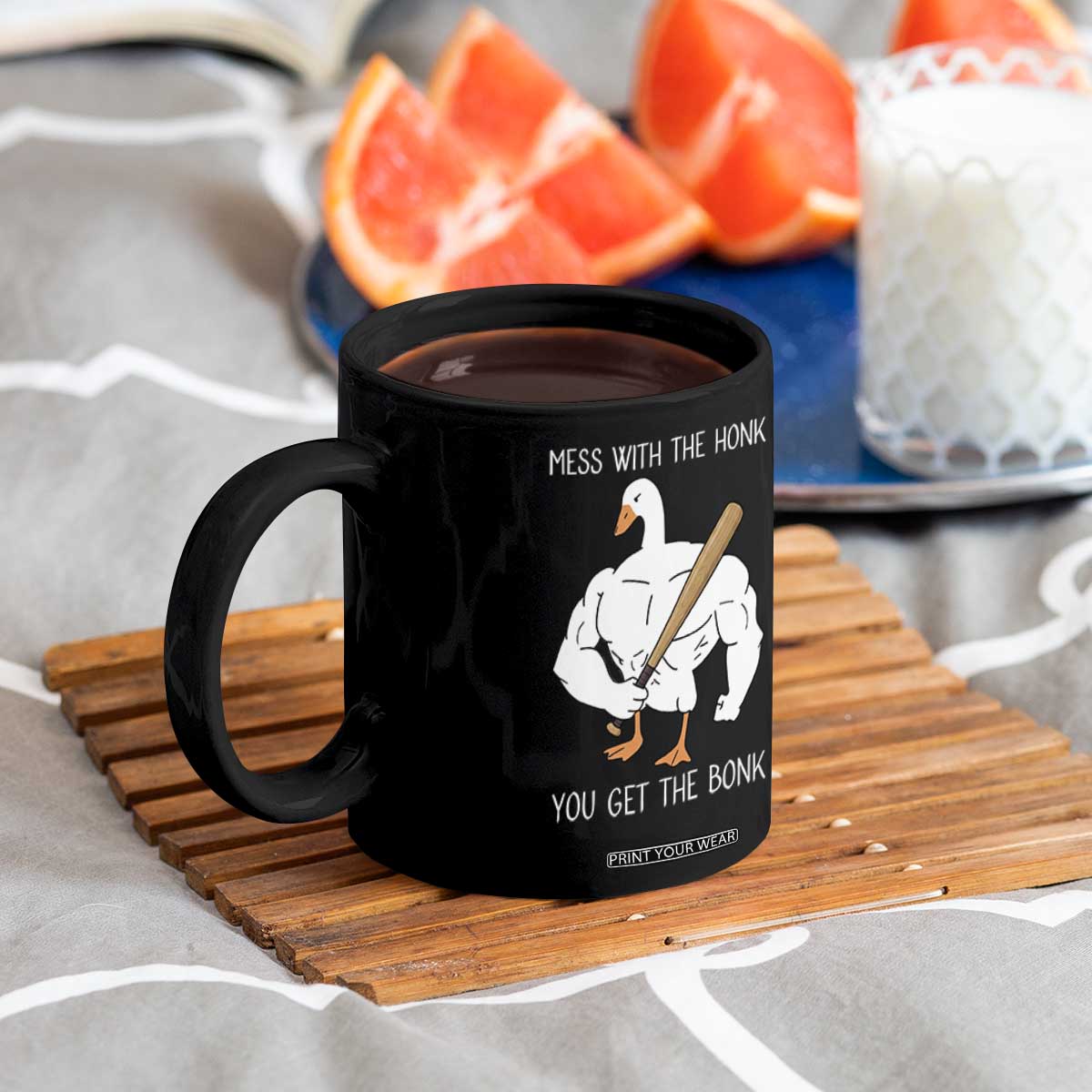 Funny Mess With The Honk You Get The Bonk Coffee Mug Muscle Silly Goose TS11 Print Your Wear