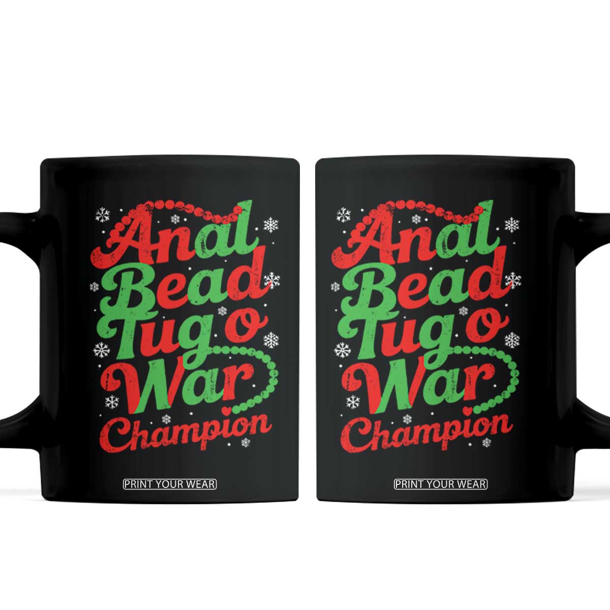 Funny Anal Bead Tug O War Christmas Coffee Mug Inappropriate Adult Humor Weird Cringe TS11 Black Print Your Wear