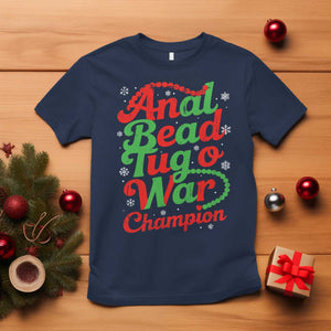 Funny Anal Bead Tug O War Christmas T Shirt Inappropriate Adult Humor Weird Cringe TS11 Navy Print Your Wear