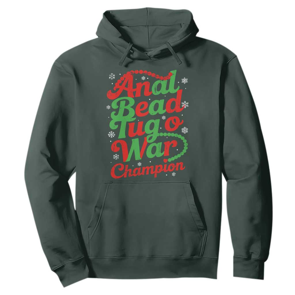 Funny Anal Bead Tug O War Christmas Hoodie Inappropriate Adult Humor Weird Cringe TS11 Dark Forest Green Print Your Wear