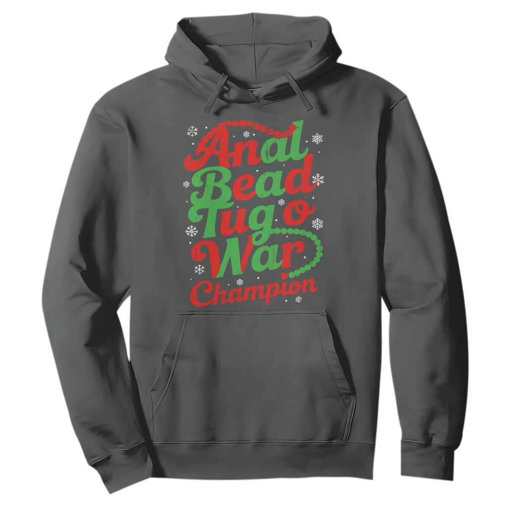 Funny Anal Bead Tug O War Christmas Hoodie Inappropriate Adult Humor Weird Cringe TS11 Dark Heather Print Your Wear
