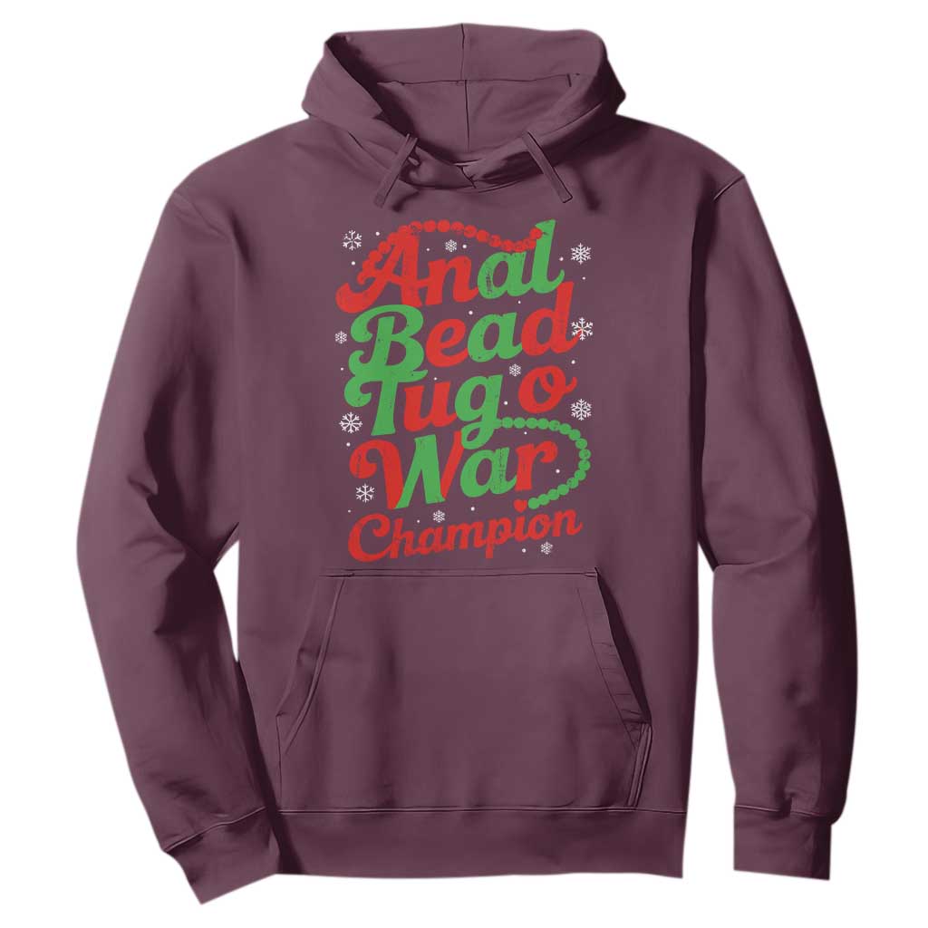 Funny Anal Bead Tug O War Christmas Hoodie Inappropriate Adult Humor Weird Cringe TS11 Maroon Print Your Wear