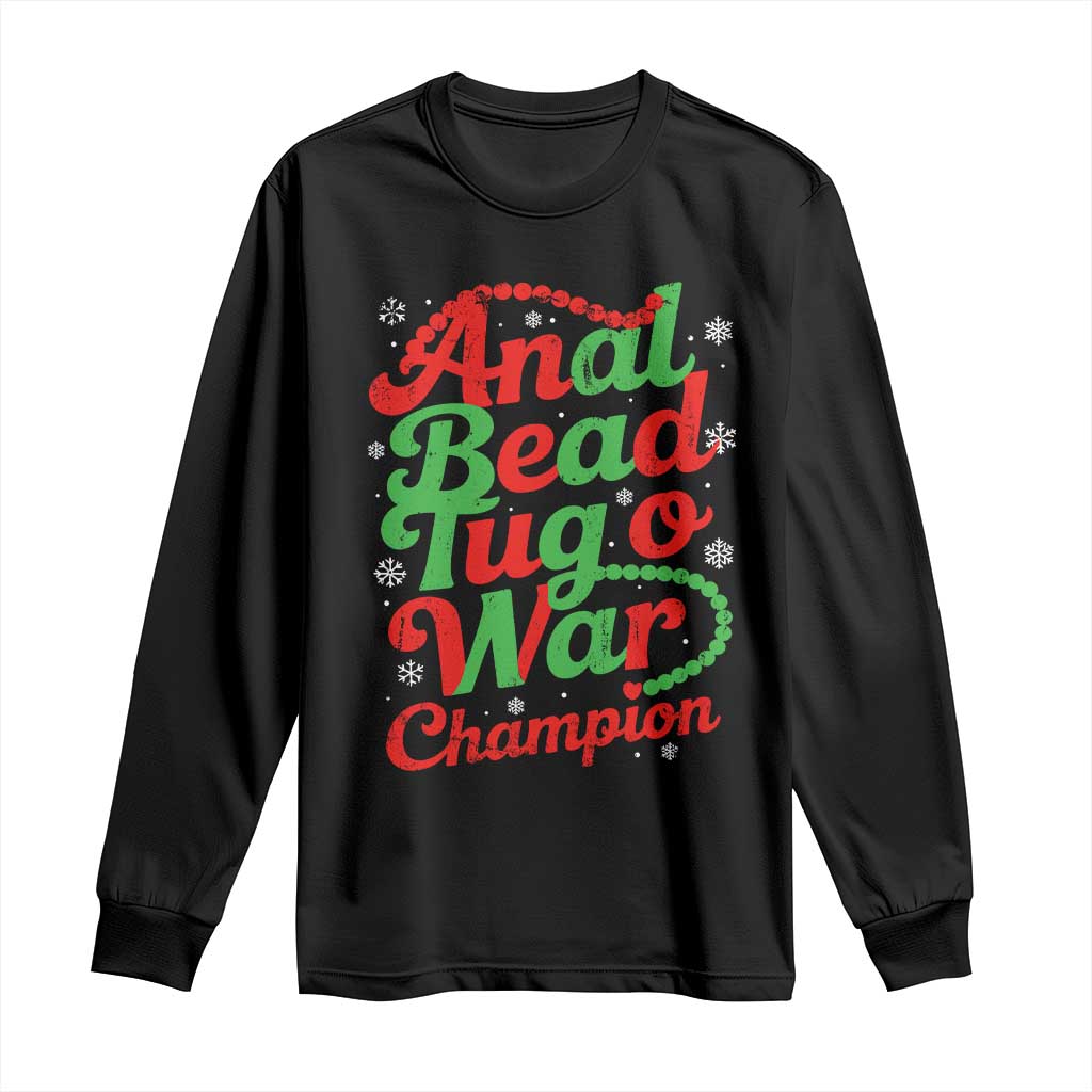 Funny Anal Bead Tug O War Christmas Long Sleeve Shirt Inappropriate Adult Humor Weird Cringe TS11 Black Print Your Wear