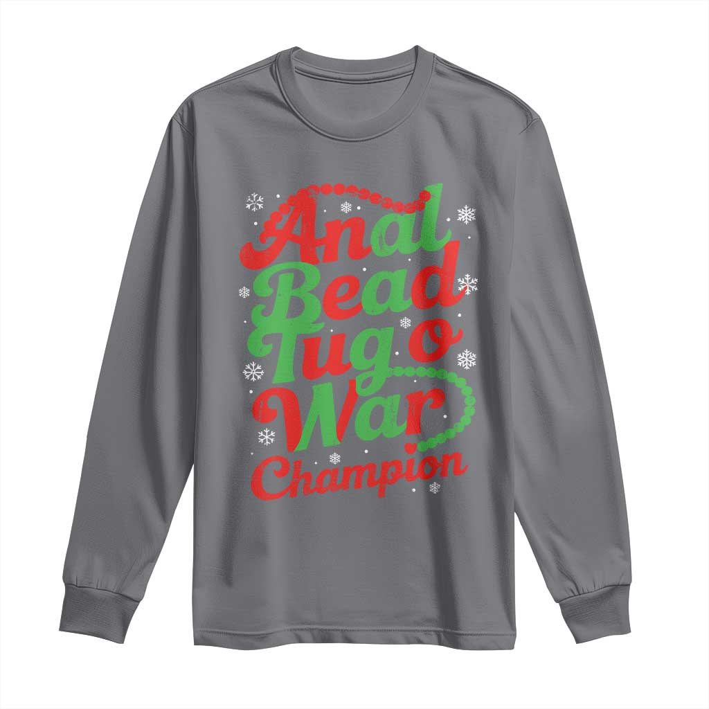 Funny Anal Bead Tug O War Christmas Long Sleeve Shirt Inappropriate Adult Humor Weird Cringe TS11 Charcoal Print Your Wear