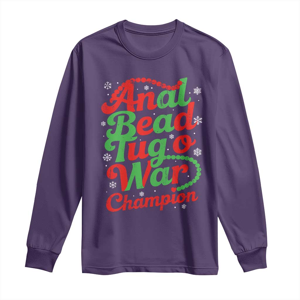 Funny Anal Bead Tug O War Christmas Long Sleeve Shirt Inappropriate Adult Humor Weird Cringe TS11 Purple Print Your Wear