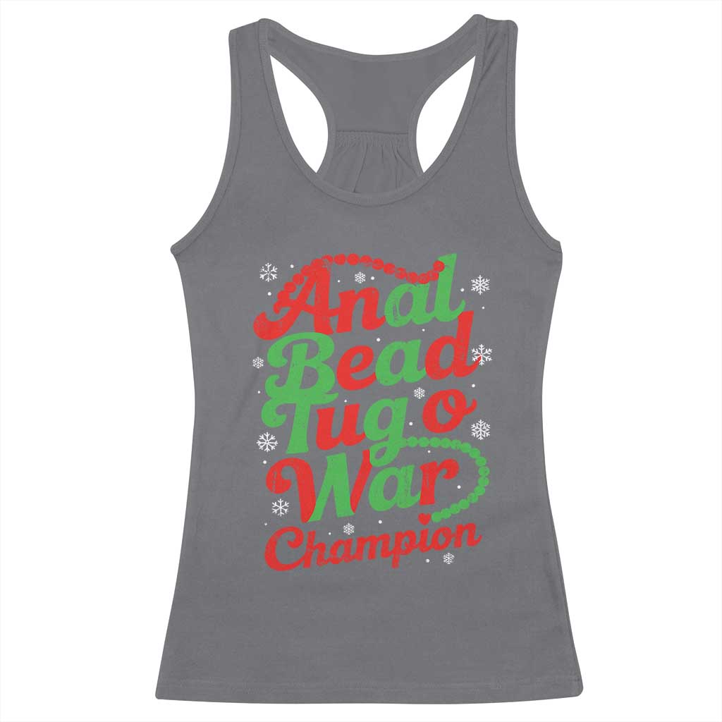 Funny Anal Bead Tug O War Christmas Racerback Tank Top Inappropriate Adult Humor Weird Cringe TS11 Charcoal Print Your Wear