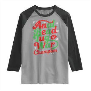 Funny Anal Bead Tug O War Christmas Raglan Shirt Inappropriate Adult Humor Weird Cringe TS11 Sport Gray Black Print Your Wear